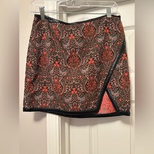 Express Black and Red Asian Patterned Skirt